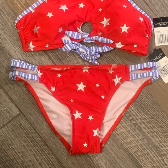 XS S or M NWT California Waves USA Flag Stars Bikini Set - Picture 8 of 9